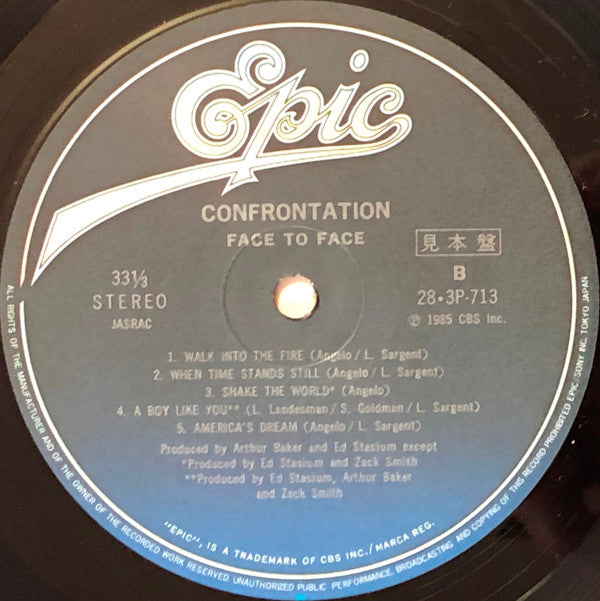 Face To Face (3) - Confrontation (Vinyl, LP, Album, Promo) Very Good Plus (VG+) / Very Good (VG)