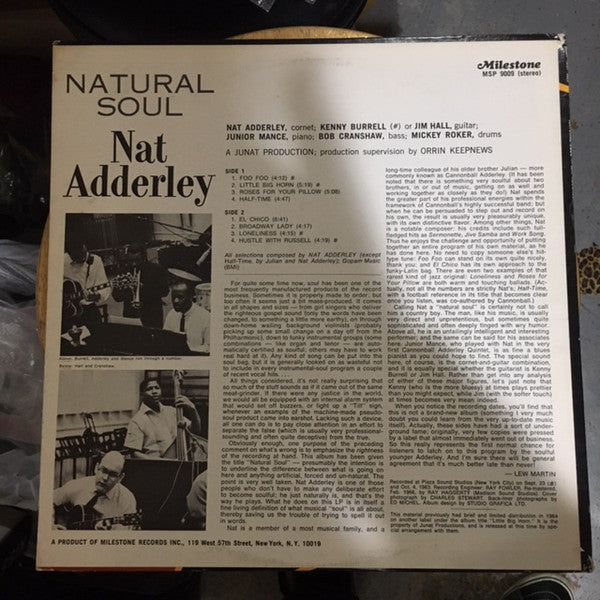 Nat Adderley - Natural Soul (Vinyl, LP, Album, Stereo) Very Good Plus (VG+) / Very Good (VG)