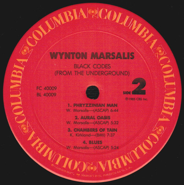 Wynton Marsalis - Black Codes (From The Underground) (Vinyl, LP, Album, Stereo) Very Good (VG) / Very Good (VG)