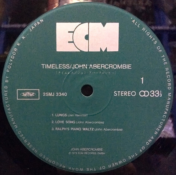 John Abercrombie - Timeless (Vinyl, LP, Album, Reissue) Near Mint (NM or M-) / Very Good Plus (VG+)