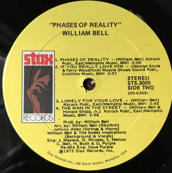 William Bell - Phases Of Reality (Vinyl, LP, Album, Stereo) Very Good Plus (VG+) / Very Good (VG)