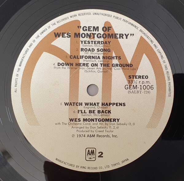 Wes Montgomery - Gem Of Wes Montgomery (Vinyl, LP, Album, Compilation)