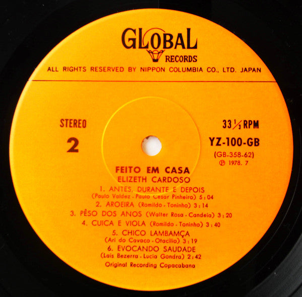Elizeth Cardoso - Feito Em Casa (Vinyl, LP, Album, Reissue) Very Good (VG) / Very Good (VG)