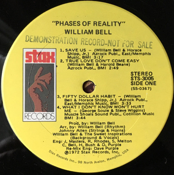 William Bell - Phases Of Reality (Vinyl, LP, Album, Stereo) Very Good Plus (VG+) / Very Good (VG)