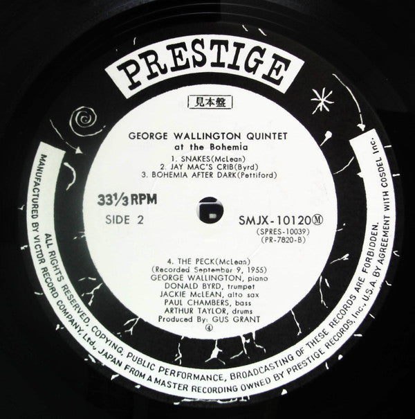 George Wallington Quintet - George Wallington Quintet At The Bohemia (Vinyl, LP, Album, Promo, Reissue, Mono) Very Good (VG) / Very Good (VG)