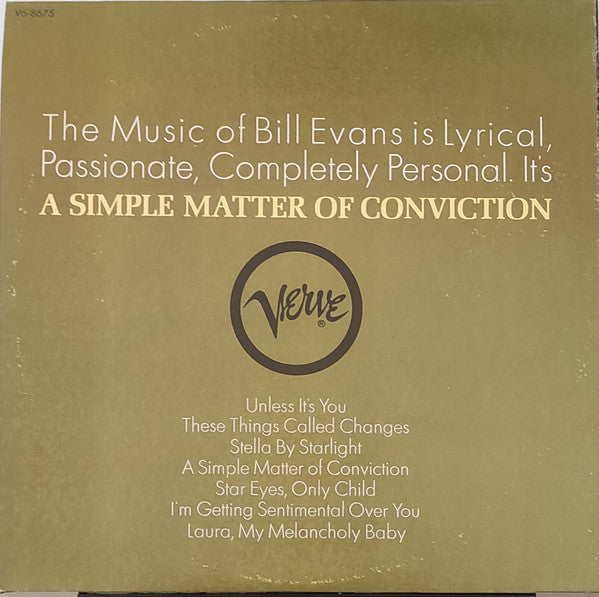 Bill Evans - A Simple Matter Of Conviction (Vinyl, LP, Album, Stereo) Very Good (VG) / Good Plus (G+)