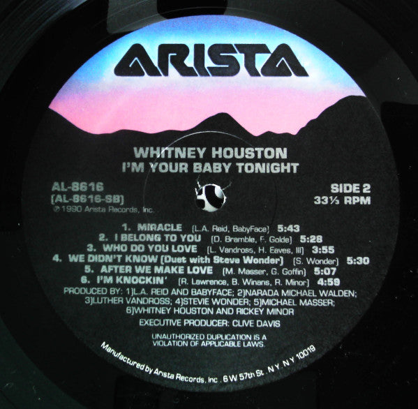 Whitney Houston - I'm Your Baby Tonight (Vinyl, LP, Album) Near Mint (NM or M-) / Very Good Plus (VG+)
