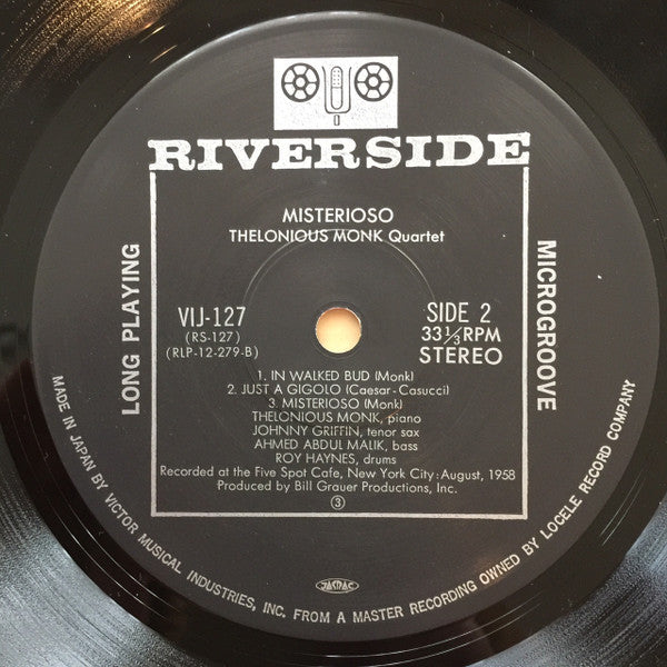 The Thelonious Monk Quartet - Misterioso (Vinyl, LP, Album, Reissue) Near Mint (NM or M-) / Very Good Plus (VG+)
