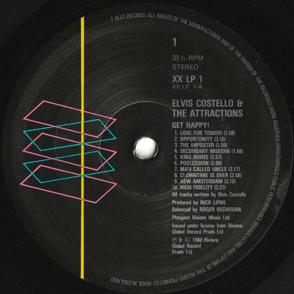 Elvis Costello & The Attractions - Get Happy!! (Vinyl, LP, Album, Stereo) Very Good Plus (VG+) / Very Good Plus (VG+)