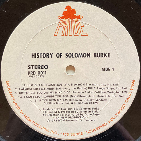 Solomon Burke - The History Of Solomon Burke (Vinyl, LP, Compilation, Stereo) Very Good Plus (VG+) / Good (G)
