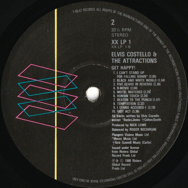 Elvis Costello & The Attractions - Get Happy!! (Vinyl, LP, Album, Stereo) Very Good Plus (VG+) / Very Good Plus (VG+)
