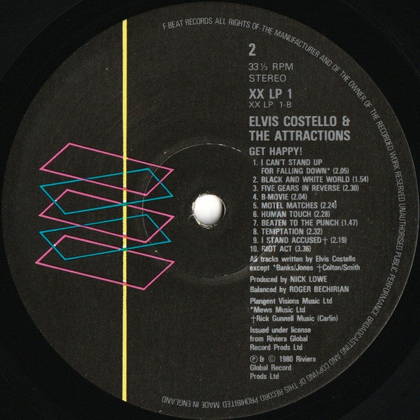 Elvis Costello & The Attractions - Get Happy!! (Vinyl, LP, Album, Stereo) Very Good Plus (VG+) / Very Good Plus (VG+)