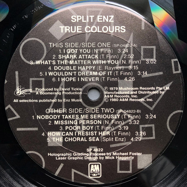 Split Enz - True Colours (Vinyl, LP, Album, Etched) Very Good (VG) / Very Good Plus (VG+)