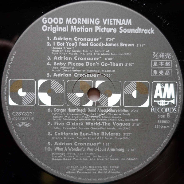 Various - Good Morning, Vietnam - The Original Motion Picture Soundtrack (Vinyl, LP, Compilation, Promo) Very Good Plus (VG+) / Very Good Plus (VG+)