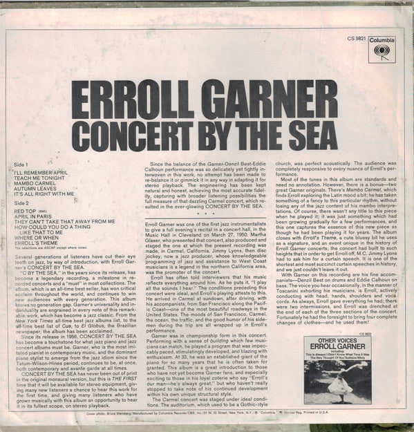 Erroll Garner - Concert By The Sea (Vinyl, LP, Album, Reissue, Stereo) Good Plus (G+) / Very Good (VG)