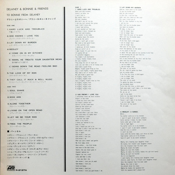 Delaney & Bonnie & Friends - To Bonnie From Delaney (Vinyl, LP, Album) Very Good (VG) / Very Good Plus (VG+)