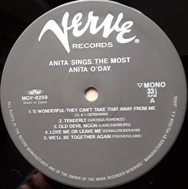 Anita O'Day - Anita Sings The Most (Vinyl, LP, Album, Reissue, Mono)