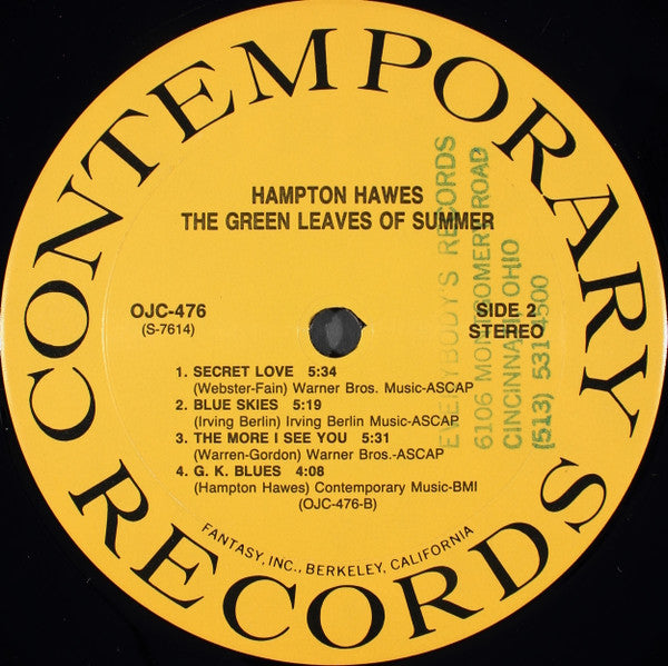 Hampton Hawes Trio - The Green Leaves Of Summer (Vinyl, LP, Album, Reissue, Remastered) Very Good (VG) / Very Good Plus (VG+)