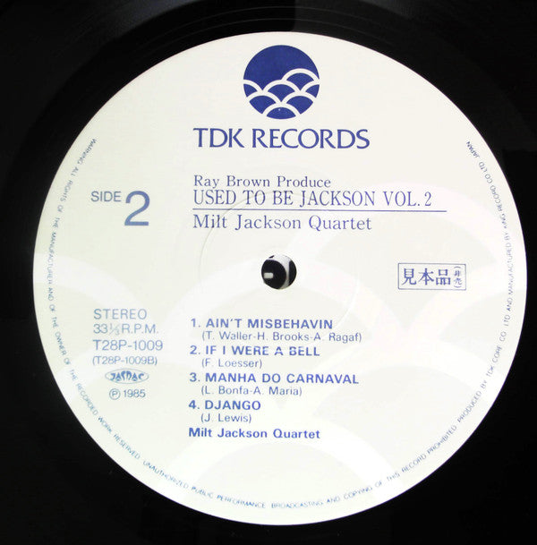 The Milt Jackson Quartet - Used To Be Jackson Vol. 2 (Vinyl, LP, Album, Promo, Stereo) Near Mint (NM or M-) / Very Good (VG)