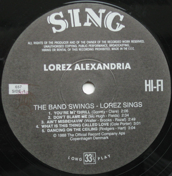 Lorez Alexandria - The Band Swings Lorez Sings (Vinyl, LP, Album, Reissue) Good Plus (G+) / Good Plus (G+)