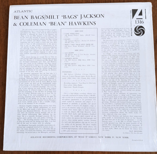 Milt Jackson - Bean Bags (Vinyl, LP, Stereo) Very Good Plus (VG+) / Good Plus (G+)