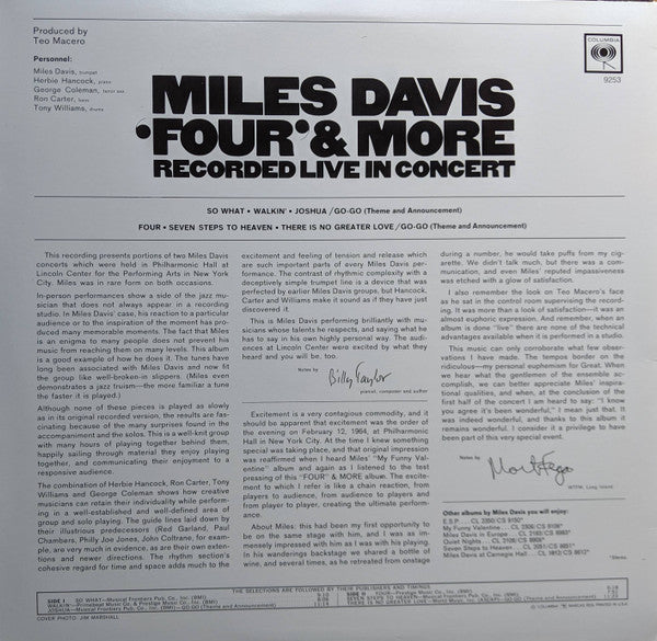 Miles Davis - 'Four' & More - Recorded Live In Concert (Vinyl, LP, ...