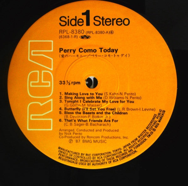 Perry Como - Today (Vinyl, LP) Very Good (VG) / Very Good (VG)