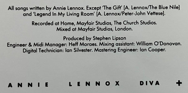 Annie Lennox - Diva (Vinyl, LP, Album, Limited Edition, Reissue, Stereo) Good Plus (G+) / Near Mint (NM or M-)