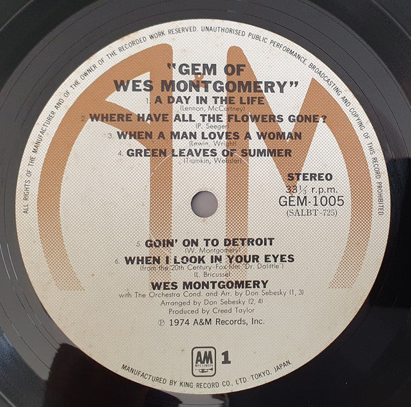 Wes Montgomery - Gem Of Wes Montgomery (Vinyl, LP, Album, Compilation)