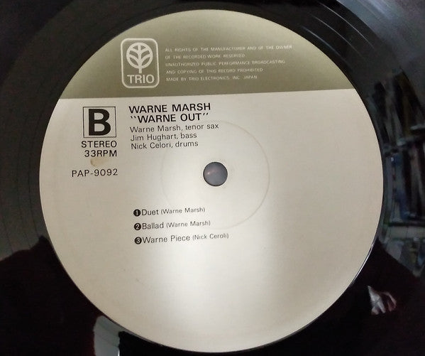 Warne Marsh - Warne Out (Vinyl, LP, Album) Very Good (VG) / Good Plus (G+)