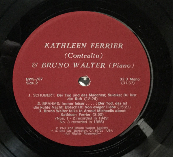 Kathleen Ferrier - In Recital Schumann Schubert & Brahms (Vinyl, LP, Mono) Very Good (VG) / Very Good Plus (VG+)