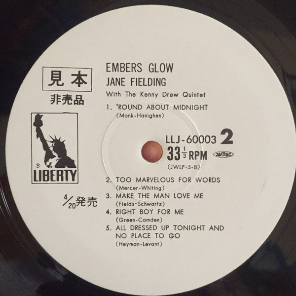 Jane Fielding - Embers Glow (Vinyl, LP, Album, Promo, Mono) Very Good Plus (VG+) / Very Good Plus (VG+)