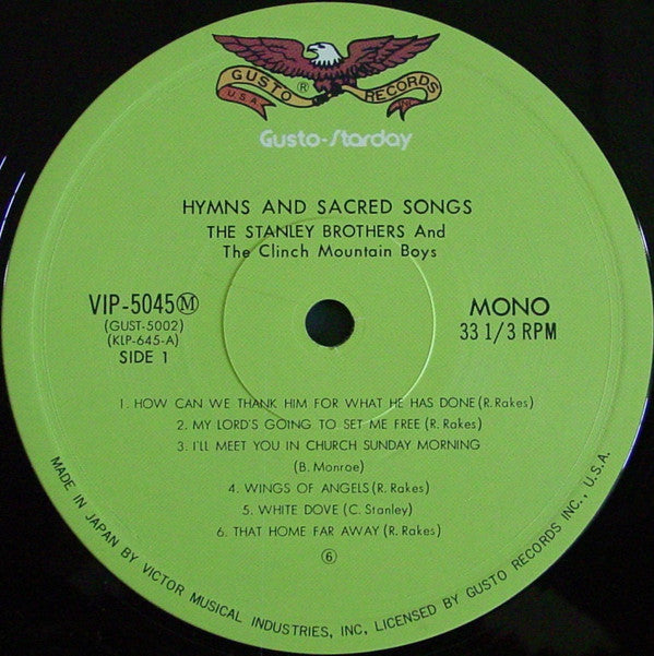The Stanley Brothers - Hymns And Sacred Songs (Vinyl, LP, Album, Reissue, Mono) Very Good Plus (VG+) / Very Good (VG)