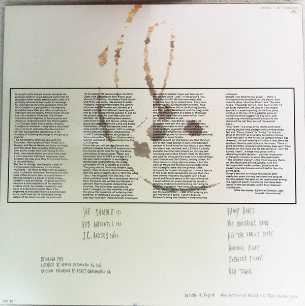 Joe Sample - Fancy Dance (Vinyl, LP, Album, Reissue, Stereo) Very Good Plus (VG+) / Very Good Plus (VG+)