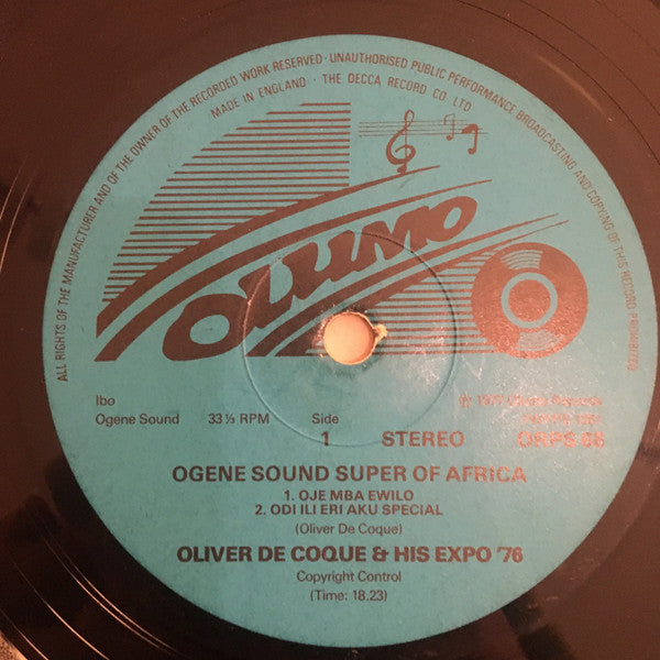 Oliver De Coque And His Expo'76-Ogene Sound Super Of Africa - Ogene Sound Super Of Africa (Vinyl, LP) Very Good (VG) / Very Good (VG)