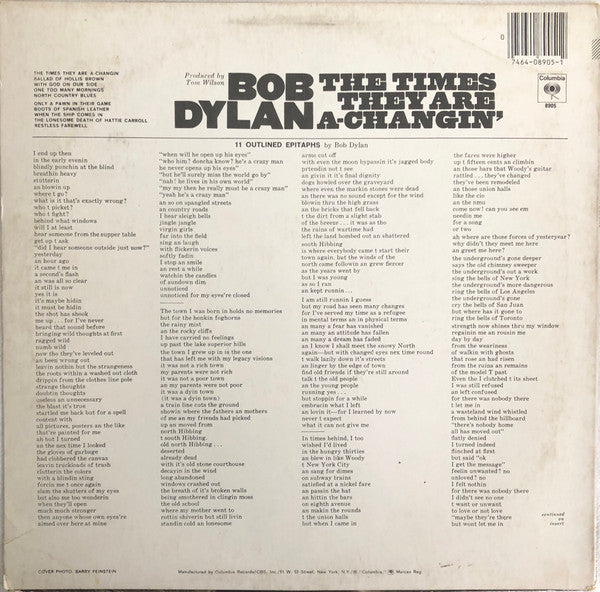 Bob Dylan - The Times They Are A-Changin' (Vinyl, LP, Album, Repress, Stereo) Near Mint (NM or M-) / Near Mint (NM or M-)