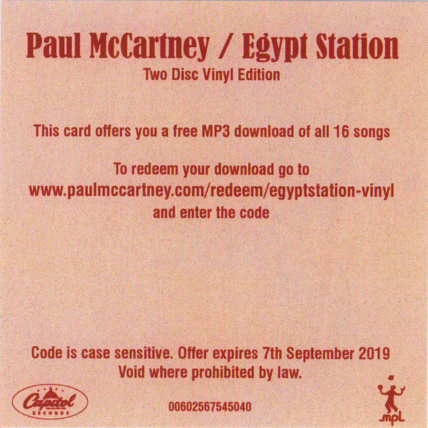 Paul McCartney - Egypt Station (2xVinyl, LP, Album, Deluxe Edition, Limited Edition, Stereo) Very Good Plus (VG+) / Near Mint (NM or M-)