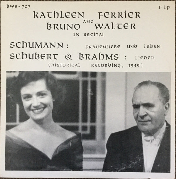 Kathleen Ferrier - In Recital Schumann Schubert & Brahms (Vinyl, LP, Mono) Very Good (VG) / Very Good Plus (VG+)