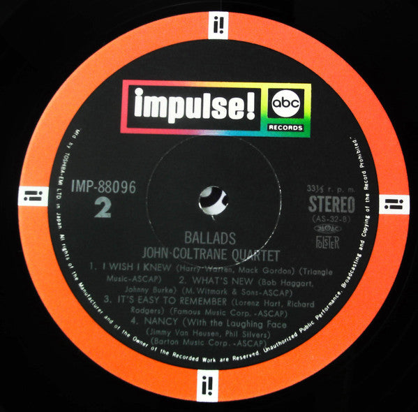 The John Coltrane Quartet - Ballads (Vinyl, LP, Album, Reissue, Ste...