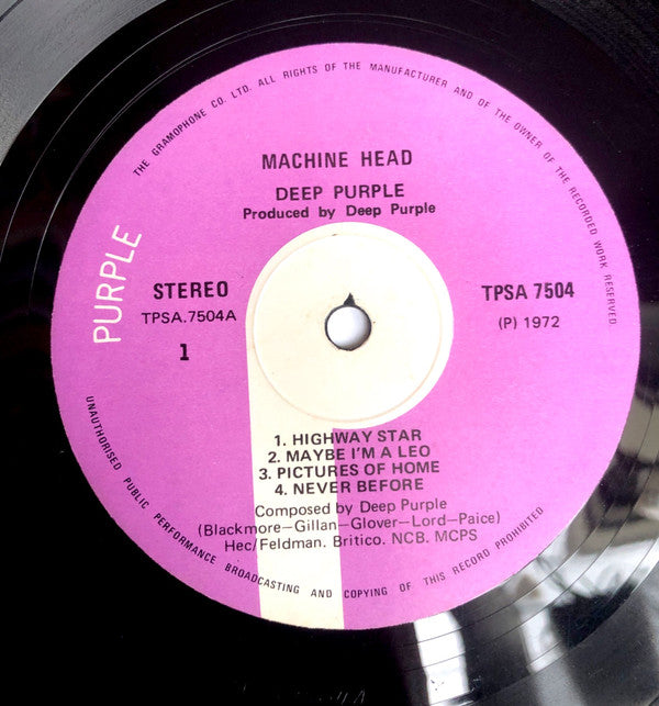 Deep Purple - Machine Head (Vinyl, LP, Album, Stereo) Very Good (VG) / Very Good (VG)