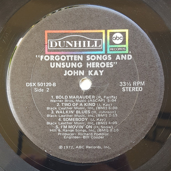 John Kay - Forgotten Songs & Unsung Heroes (Vinyl, LP, Album, Club Edition, Stereo) Very Good (VG) / Very Good (VG)