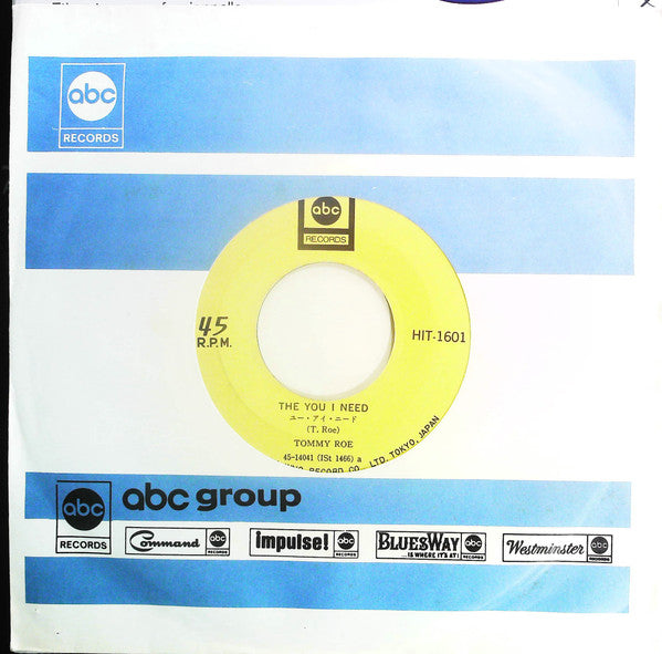Tommy Roe - Dizzy / The You I Need (Vinyl, 7") Very Good (VG) / Very Good (VG)
