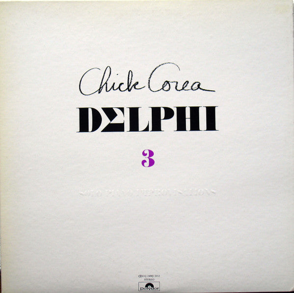Chick Corea - Delphi 3 Solo Piano Improvisations (Vinyl, LP, Album) Very Good Plus (VG+) / Very Good Plus (VG+)