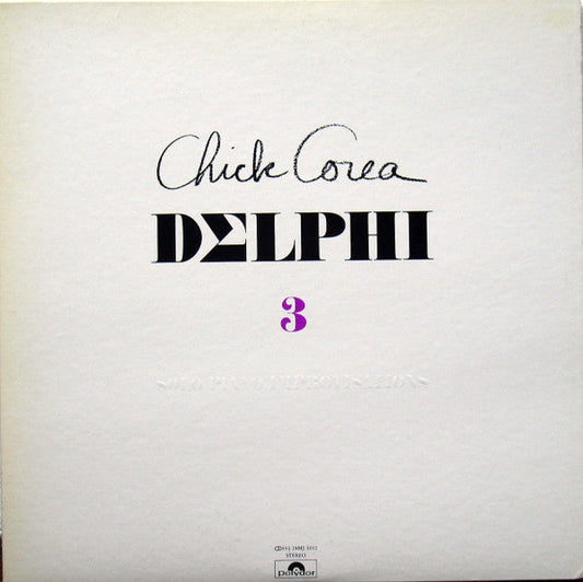Chick Corea - Delphi 3 Solo Piano Improvisations (Vinyl, LP, Album) Very Good Plus (VG+) / Very Good Plus (VG+)