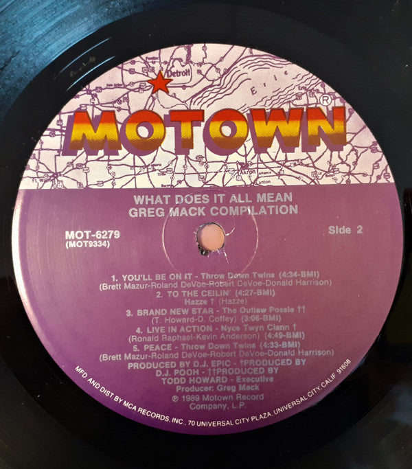 Various - Greg Mack Compilation - What Does It All Mean? (Vinyl, LP, Compilation) Very Good (VG) / Very Good Plus (VG+)