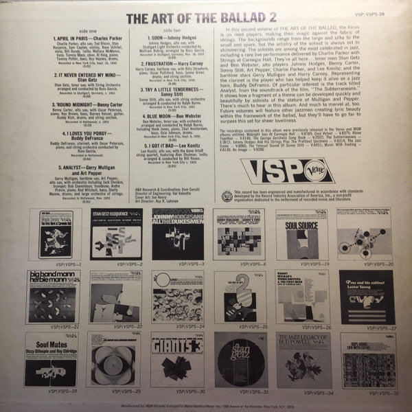 Various - The Art Of The Ballad 2 (Vinyl, LP, Compilation, Mono) Good Plus (G+) / Very Good (VG)