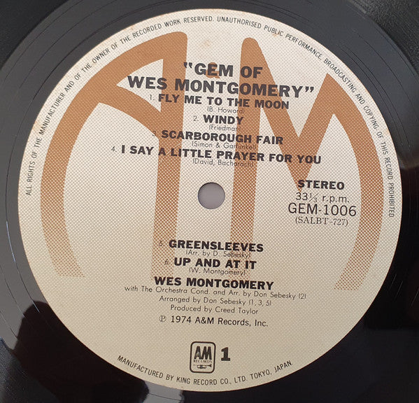 Wes Montgomery - Gem Of Wes Montgomery (Vinyl, LP, Album, Compilation)