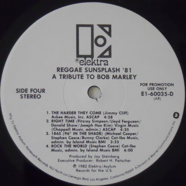 Various - Reggae Sunsplash '81 A Tribute To Bob Marley (2xVinyl, LP, Album, Promo) Very Good Plus (VG+) / Very Good (VG)