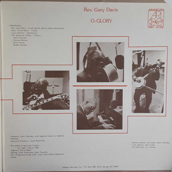 Rev. Gary Davis - O, Glory (Vinyl, LP, Album) Good Plus (G+) / Good Plus (G+)