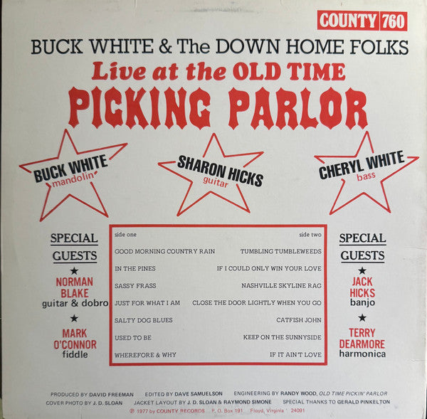 Buck White & The Down Home Folks - In Person (At Randy Wood's Old Time Picking Parlor) (Vinyl, LP, Album) Good Plus (G+) / Very Good Plus (VG+)